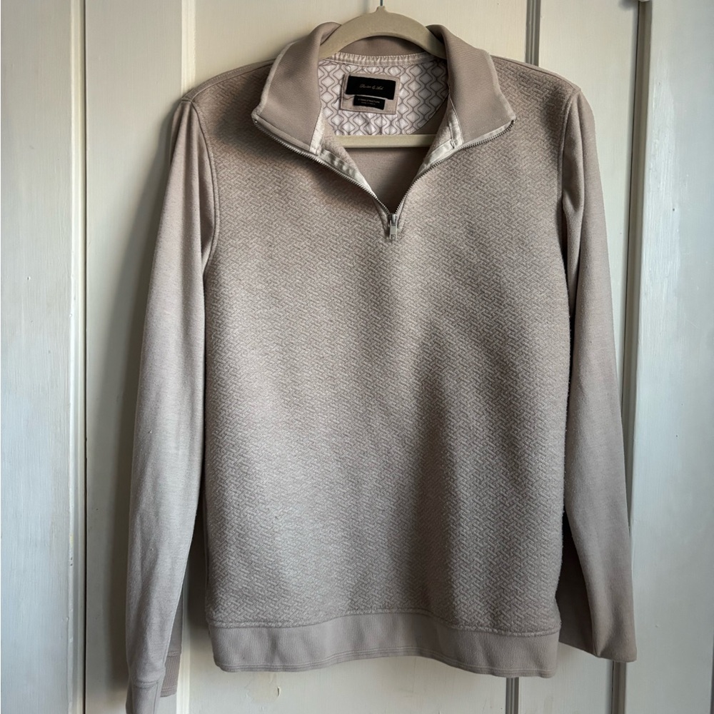 Men's Taupe Zip-Up Sweater